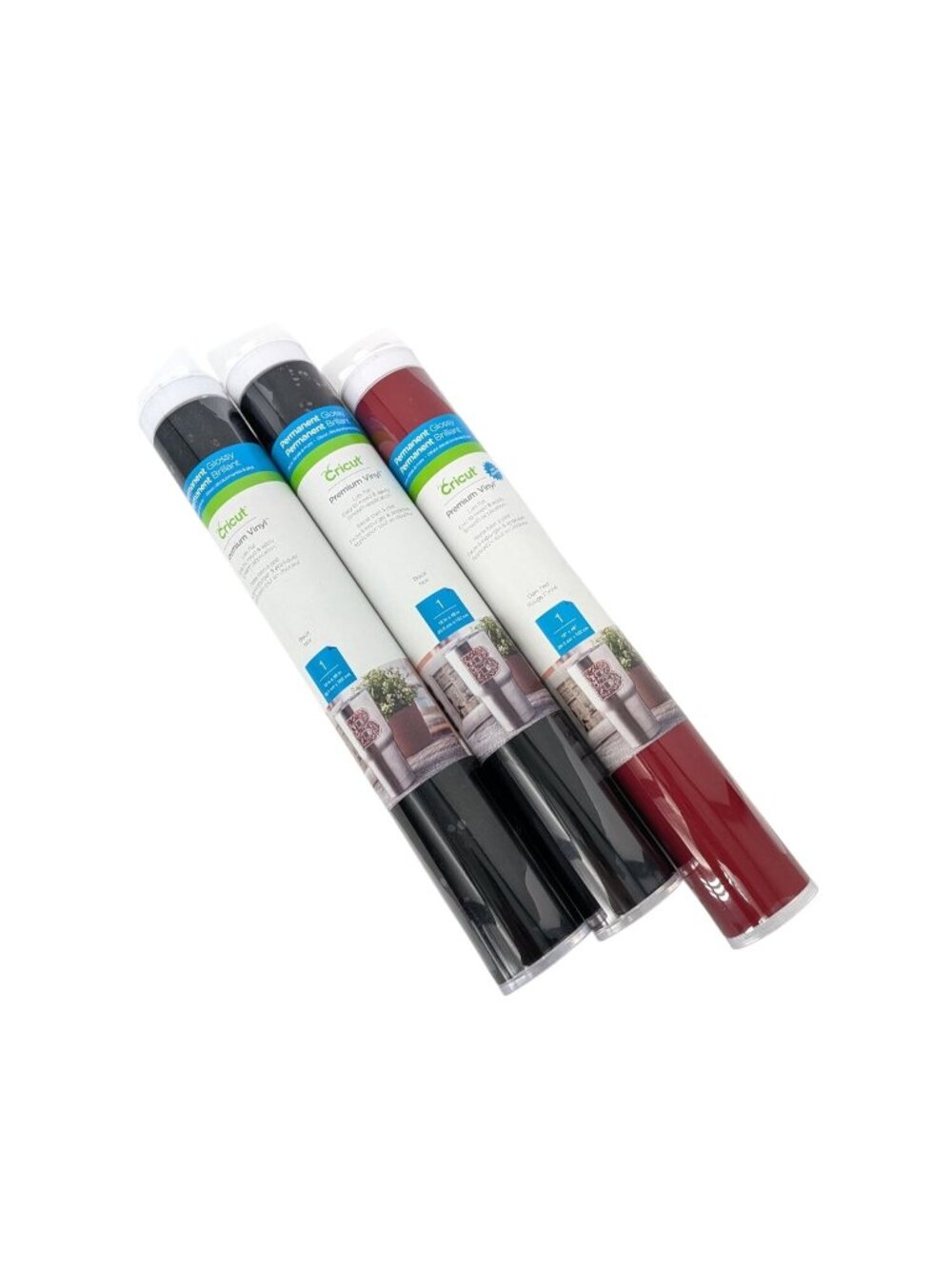 Cricut Premium 3 Lot Bundle Vinyl Permanent Glossy 12 X 48 Rolls Craft Black Red